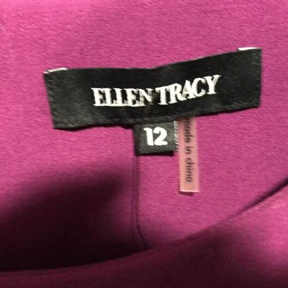 Ellen Tracy NWT Sheath Dress Fully Lined Asymmetric Front Ruffle Sz 12 in Berry - Picture 16 of 16
